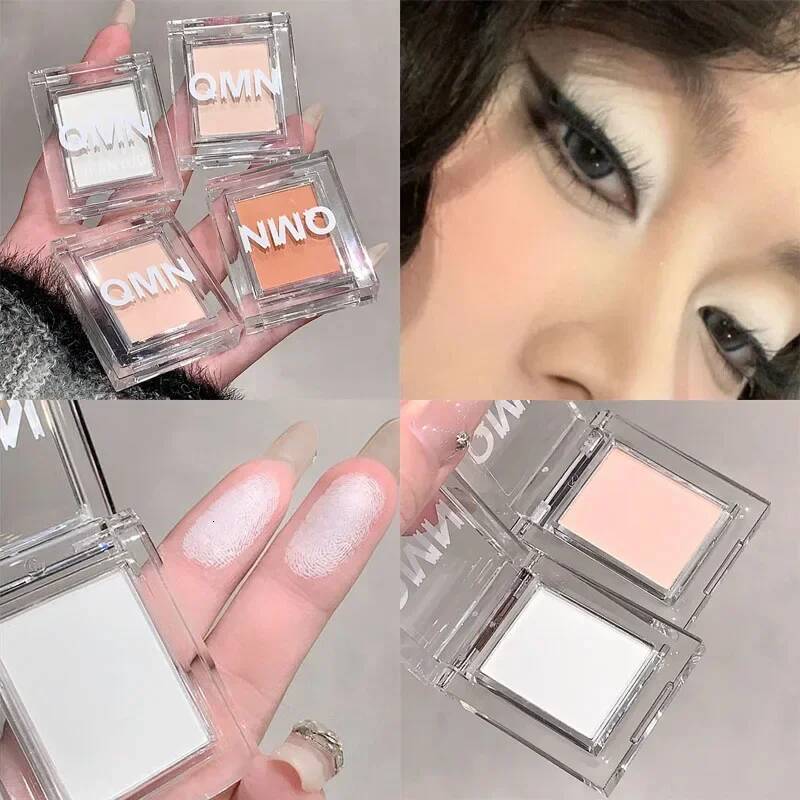 Matte White Nude Apricot Eyeshadow Makeup Lasting Fine Powder Face Highlight Silkworm Brightening Monochrome Eye Shadow Palette