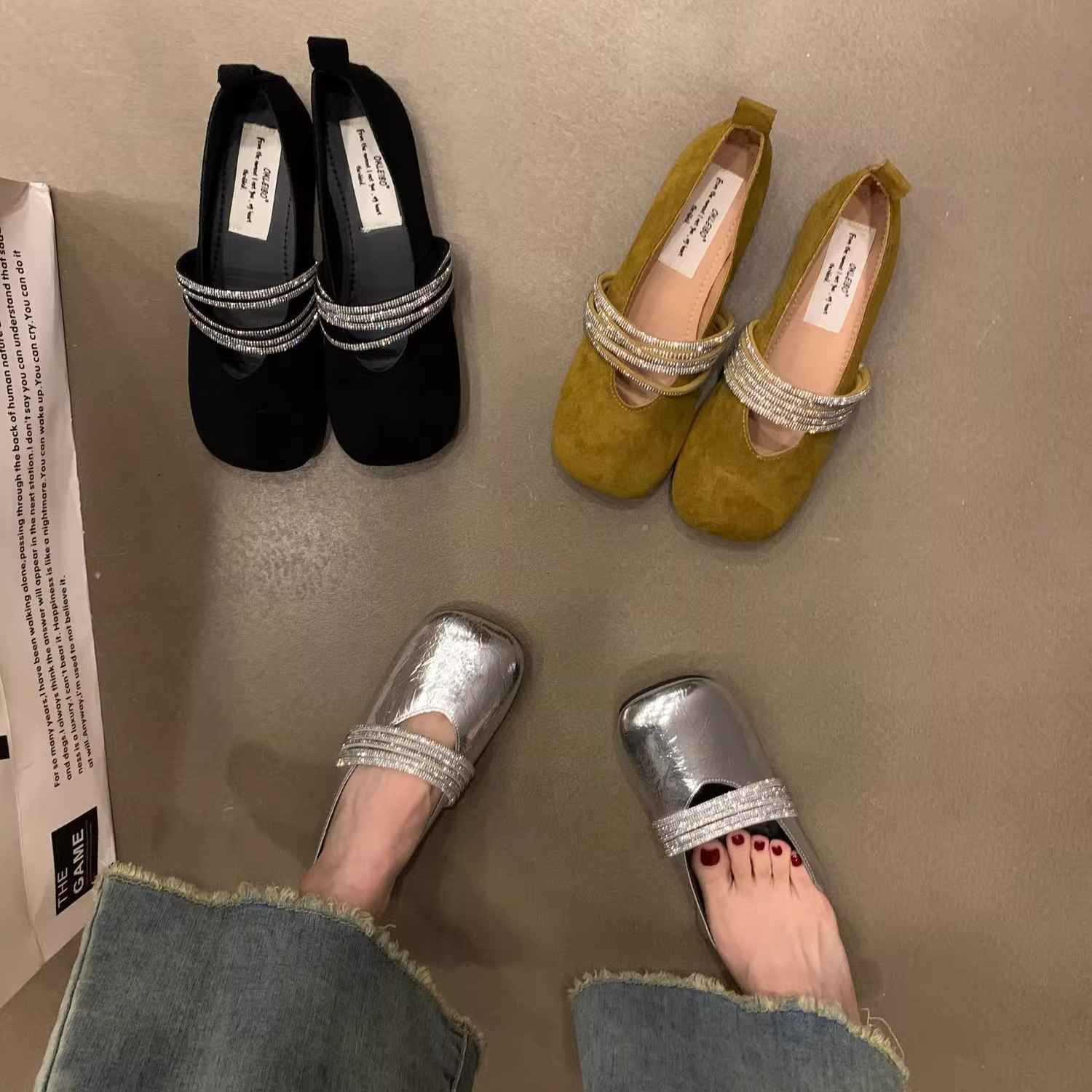 Ddmyoutdoor Mary Jane Women S New Slip On Leather For To Match Dresses Elegant Flat Silver French Style Single Shoes Outdoor Shoes