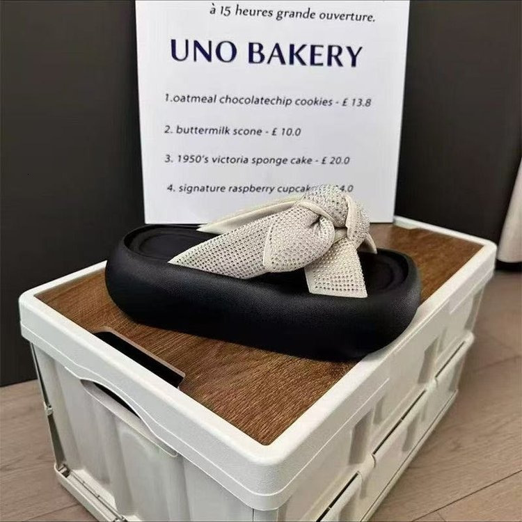 Ddmyoutdoor Summer New Thick Soled Bowknot One Strap Fashion Trend Beach Shoes Ultra Light Soft Sandals For Women Outdoor Shoes