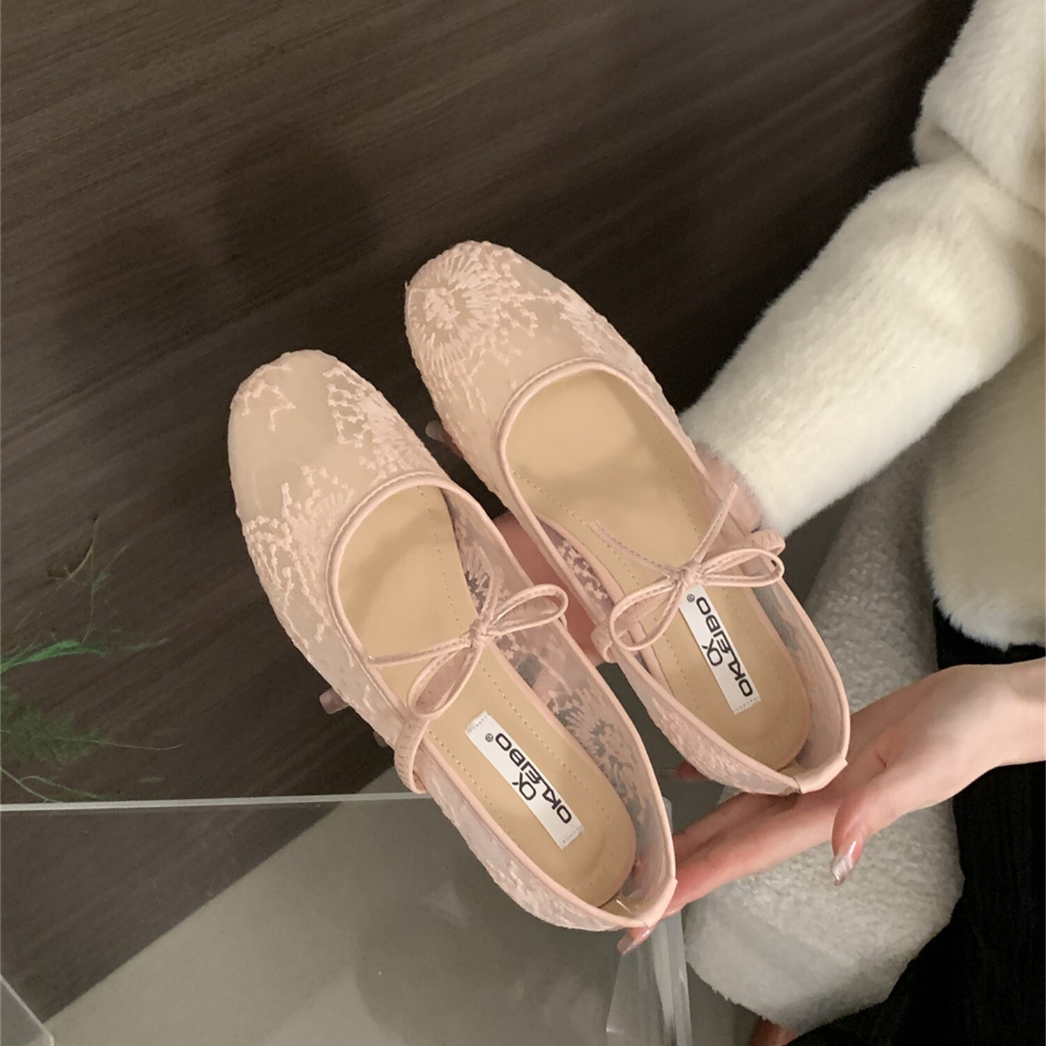 Ddmyoutdoor Flat French Style Pink Breathable Mary Jane For Women New Spring Bow Evening Shoes Outdoor Shoes