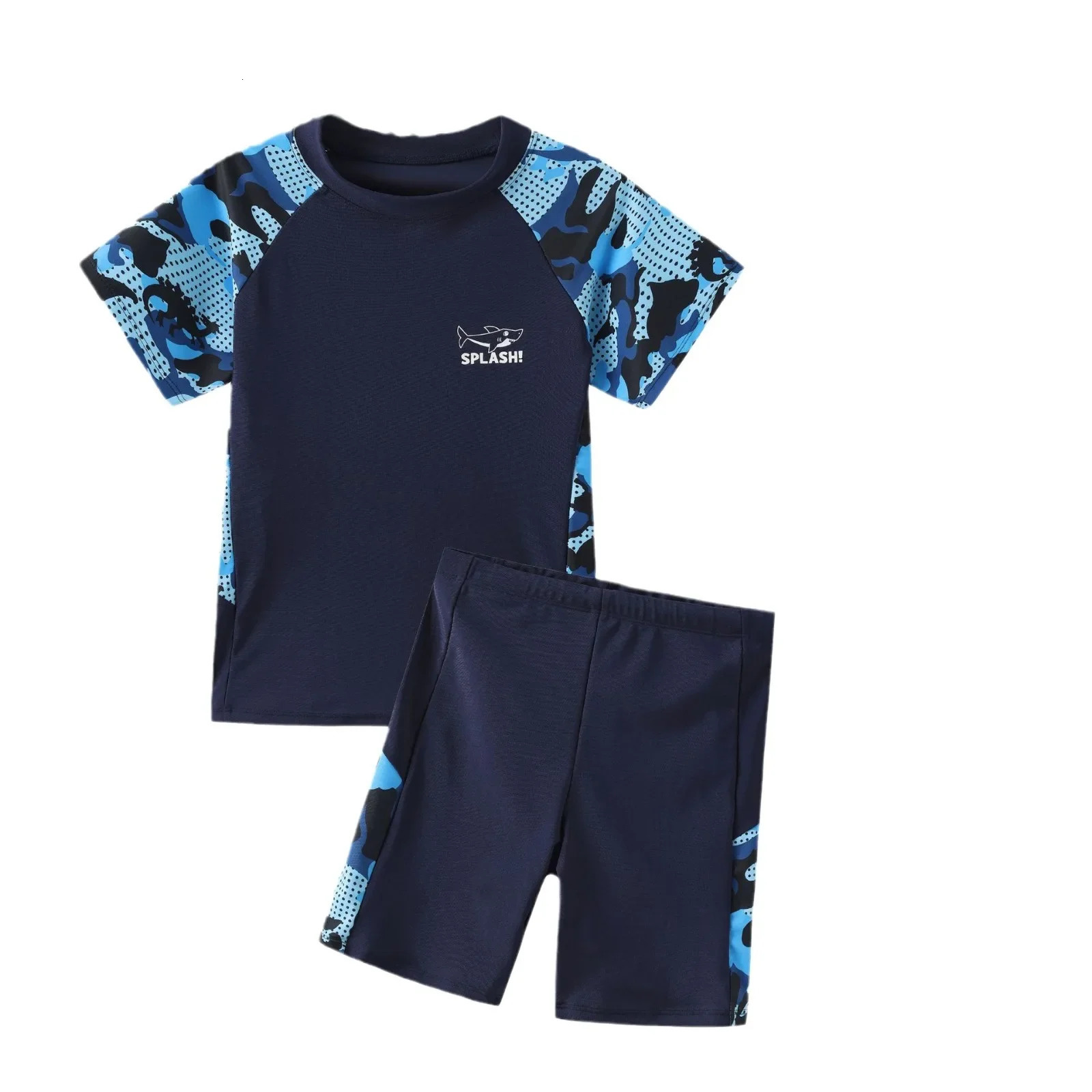 Kids Swimsuit Large Teenage Boys Two-piece Speed Dry Childrens Swimwear Full Set Small Male Childrens Clothing 250614