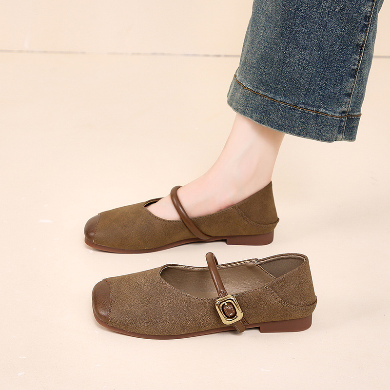 Ddmyoutdoor Square Toe Soft Sole Buckle Two Way Fashion Single For Women Summer New Outdoor Low Heel Shallow Mouth Mary Jane Shoes Outdoor Shoes
