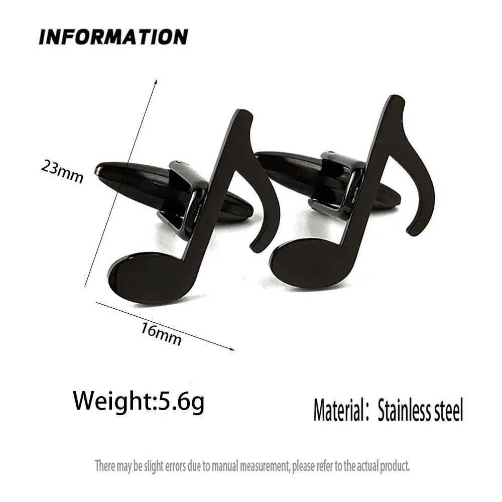 Punk style music symbol hollow stainless steel gold-plated 18K cufflinks French shirt buttons high quality waterproof jewelry XJ250614