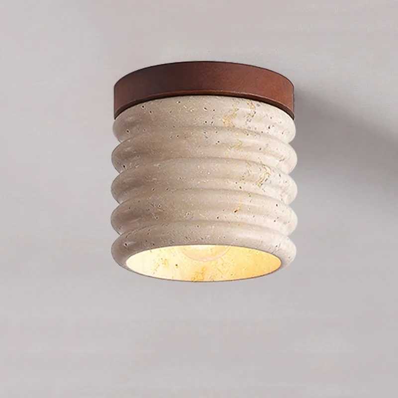 Wabi Sabi Yellow Stone Downlight Foyer Corridor Cave Stone Ceiling Light Balcony Hotel Restaurant Travertine Decorative LED LampXJ2500613