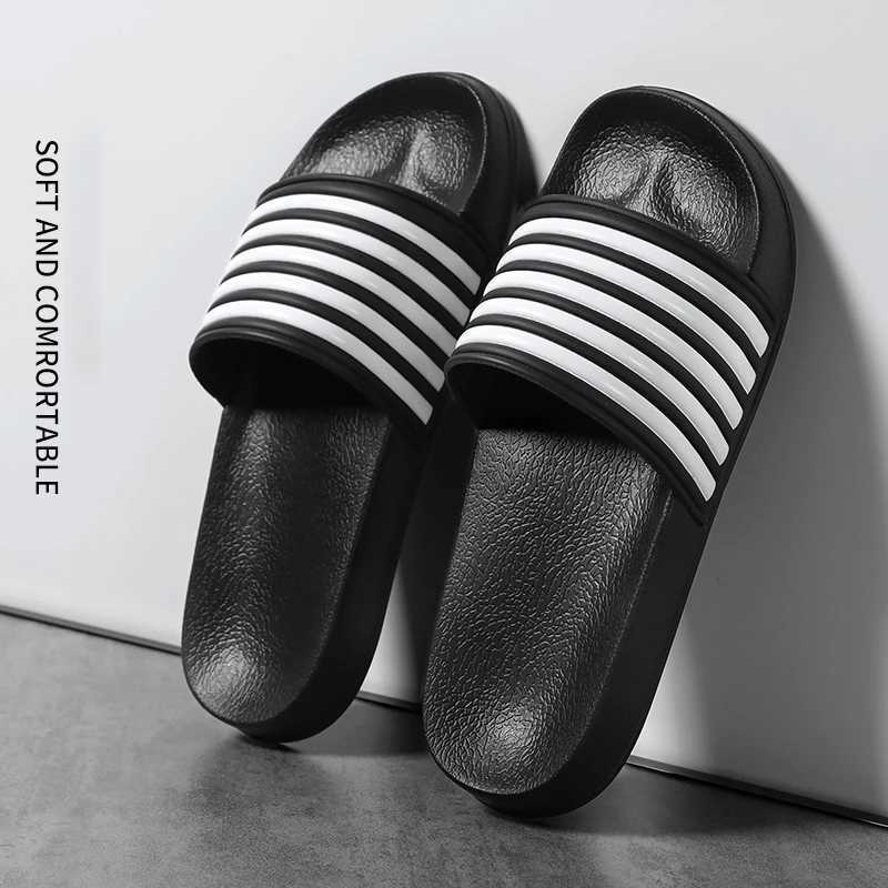 Summer Men Indoor Home Slippers Male Soft Comfortable Bath Slipper Mens EVA Flat Thick Platform Outdoor Stripe Beach Sandals Z250614