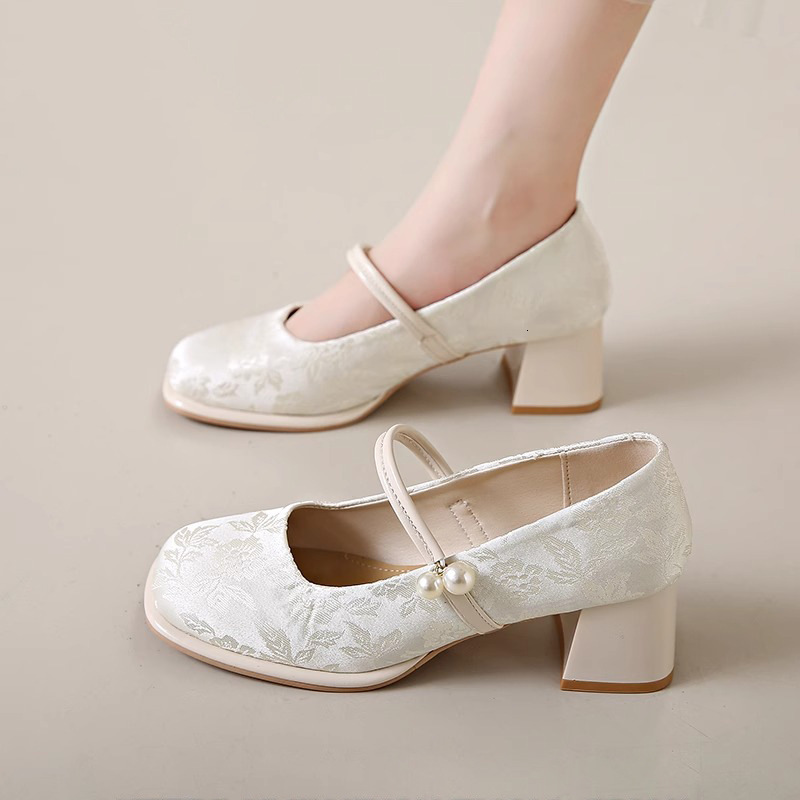 Ddmyoutdoor Ddmyoutdoor High Heel Single Women Medium Thick Suitable For Cheongsam And Mamian Skirts Summer Style New Chinese National Shoes Outdoor O