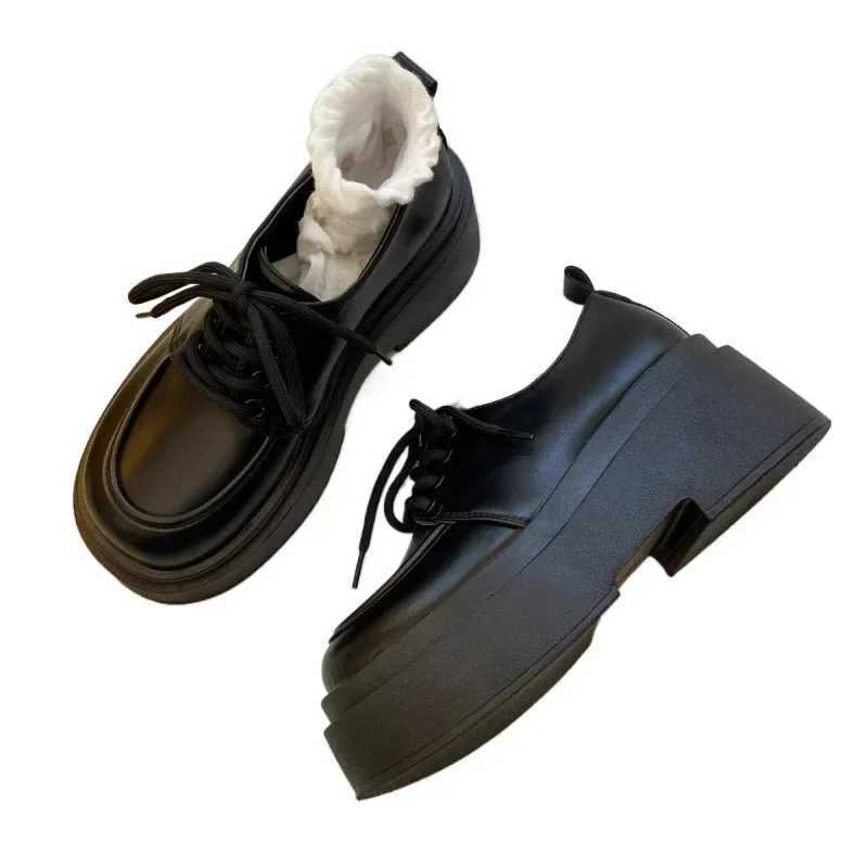 2025 Women Spring New Black Platform Flats Shoes Women Loafers Slip Boat Shoes Designer Casual Leather Oxfords XJ250614