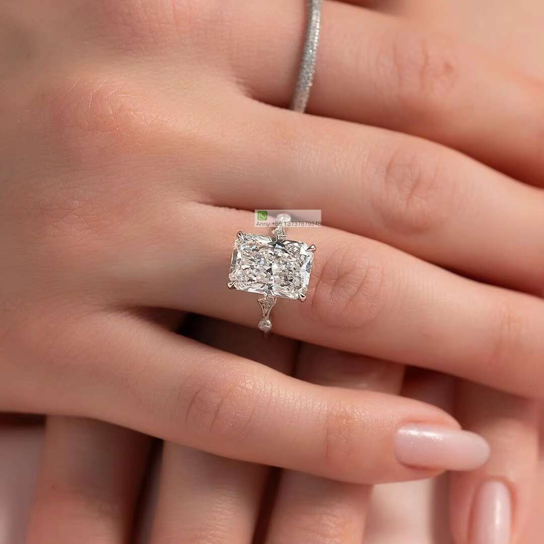 925 Silver Gorgeous 4.5 Ct Radiant Cut VVS Moissanite Engagement Ring Fine Jewelry Diamond Wedding Rings Women Girls GRA