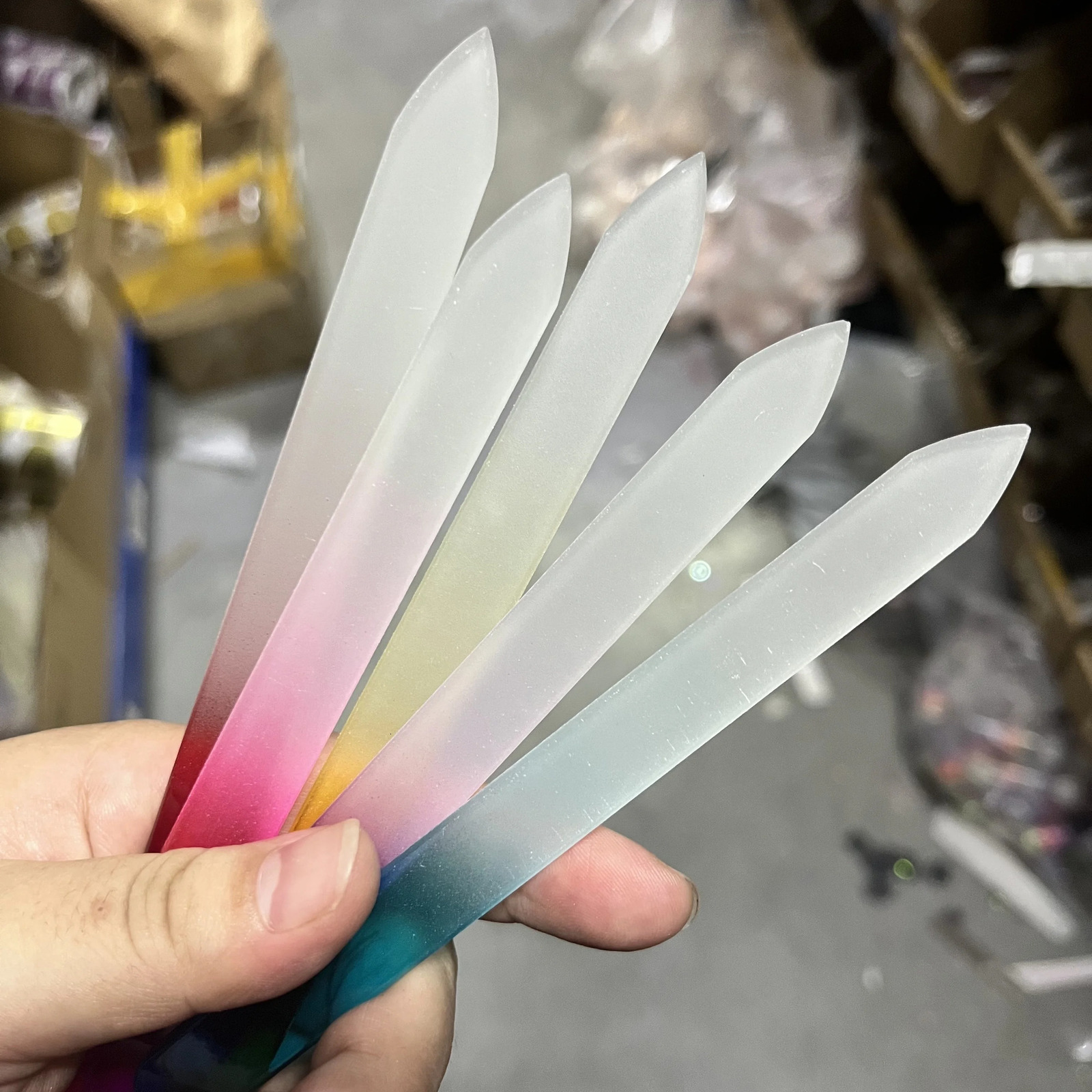 5pcs Glass Nail File Fingernail Files For Natural Nail Double-Sided Ombre Etched Travel Filer Professional Manicure Nail Tools * 250605