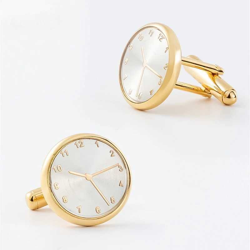 Round Electroplated Cufflinks High-end Fashion Watches Men Women French Shirts Formal Accessories Advertising Promotions Gifts XJ250614
