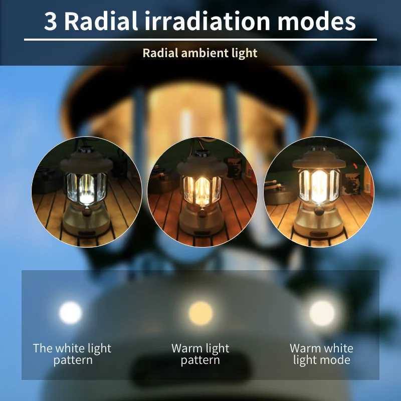 WARSUN CP19 Retro Barn Lantern - Hanging Outdoor Camping Light 600Lm Brightness IP44 Waterproof 30-Hour Runtime W250613