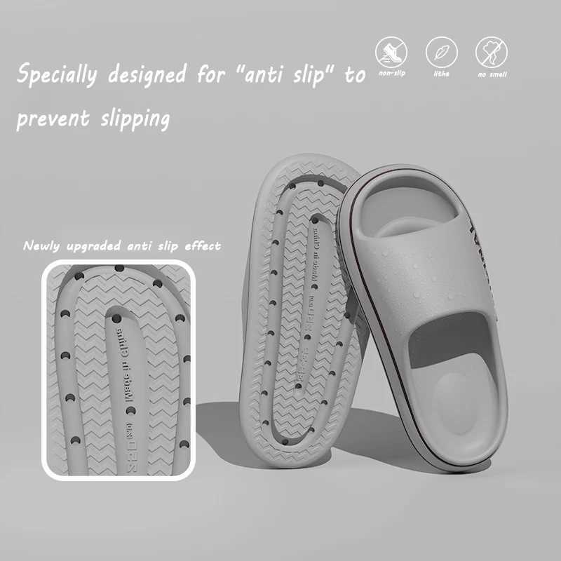 Feslishoet Womens Solid Color Letter Slippers And Mens Beach Slides with Thick Sole Indoor Anti-Slip Summer Couple Sandals Z250614