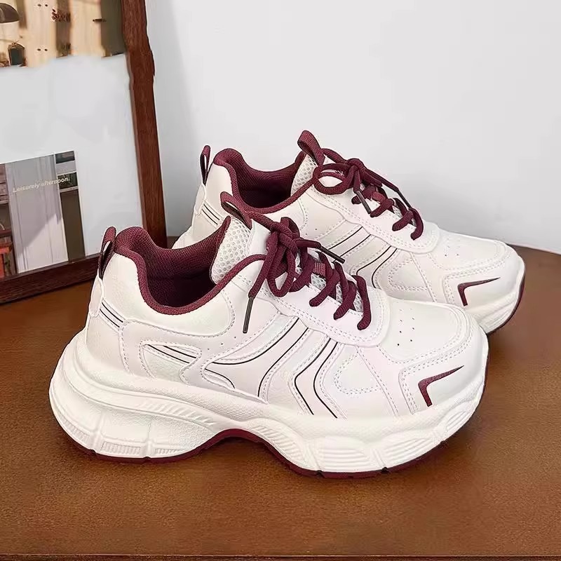 Ddmysports Platform Dad Shoes For Women Summer New Thin Breathable Height Increasing Lightweight Leather Surface Slimming Casual Sneakers Outdoor Shoe