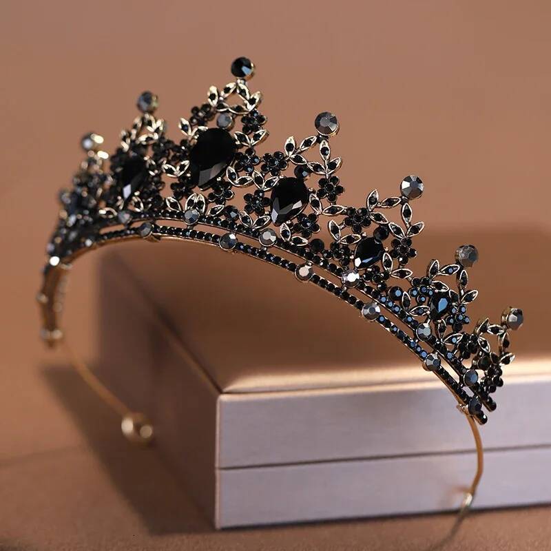 Headwear Black-Colour Women's Ballroom Crown Baroque Crystal Tiaras And Crowns Bridal Wedding Hair Accessories Jewelry