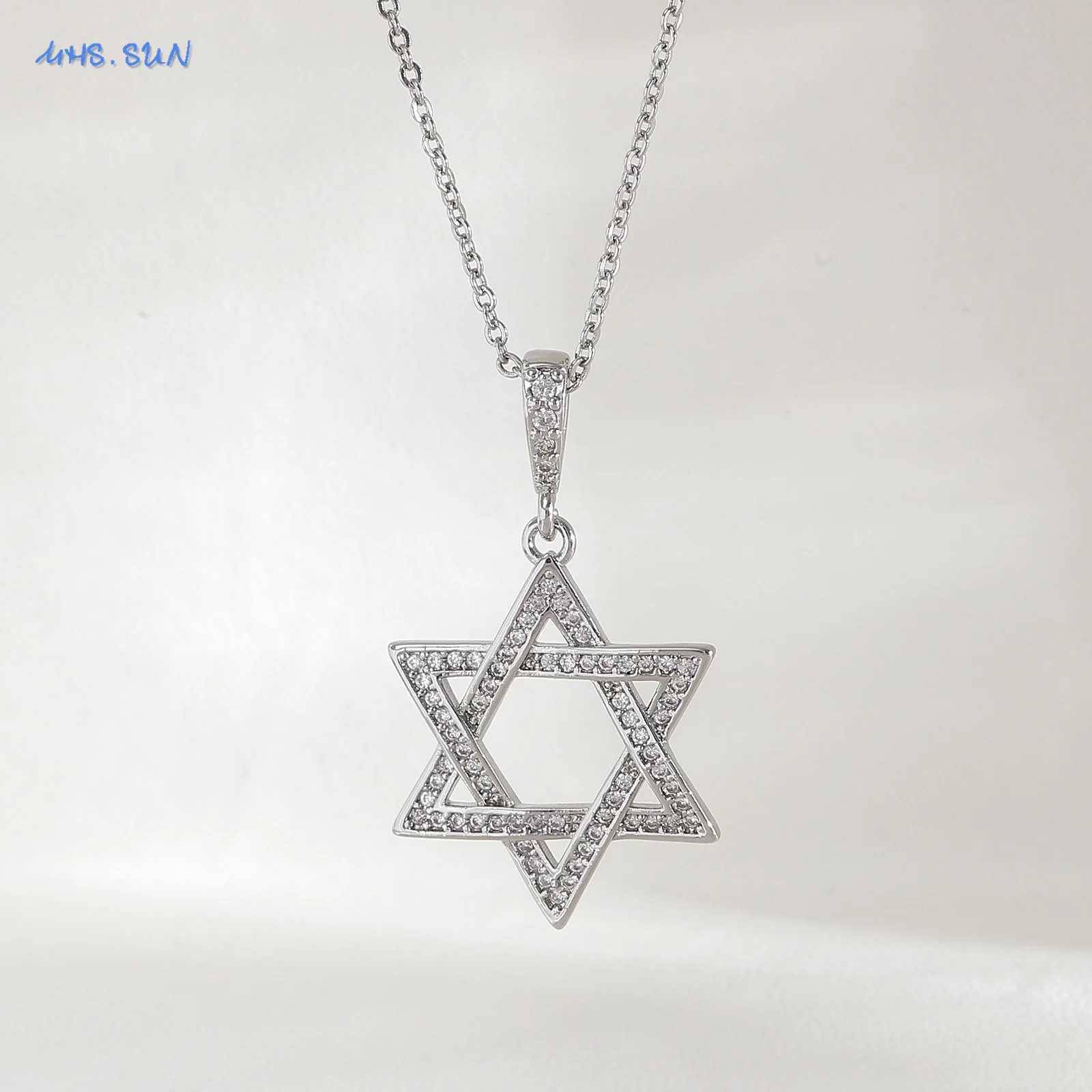 MHS.SUN Luxury Star of David Necklaces for Women Men Fashion Hollow Hexagonal Star Pendant Chain Necklace Judaica Je Jewelry Z250614