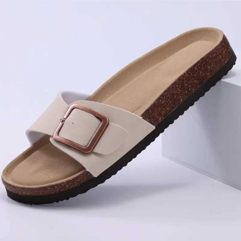 Crestar Womens Summer Cork Slippers 2025 New Outdoor Beach Flip Flops Fashion Leather Orthopedic Sandals With Adjustable Z250614