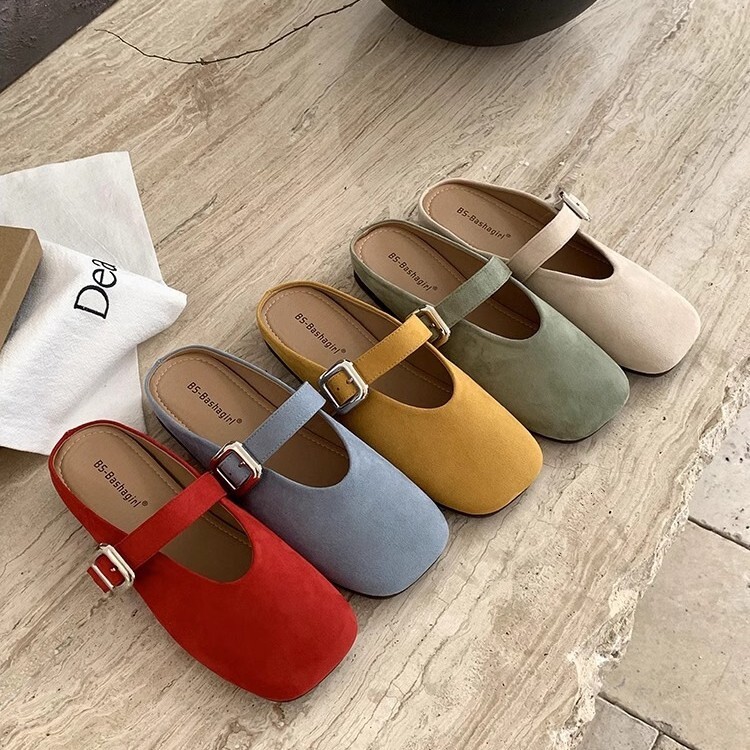 Ddmyoutdoor Mary Jane Closed Toe For Women Summer Outdoor Half Slippers Colorful Soft Flat Slip On Mules Trendy Outdoor Shoes