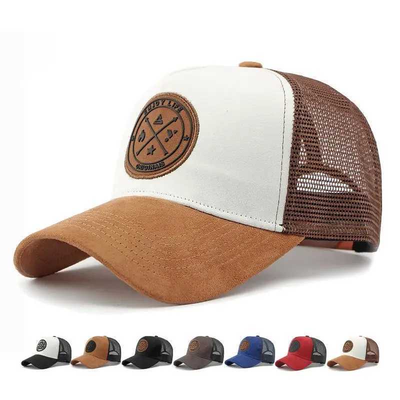 Unisex Summer Baseball Hat with Color Blocking Mesh Ventilation Embroidered Design and Polyester Neutral Grid Sport Duckbill Cap W250614