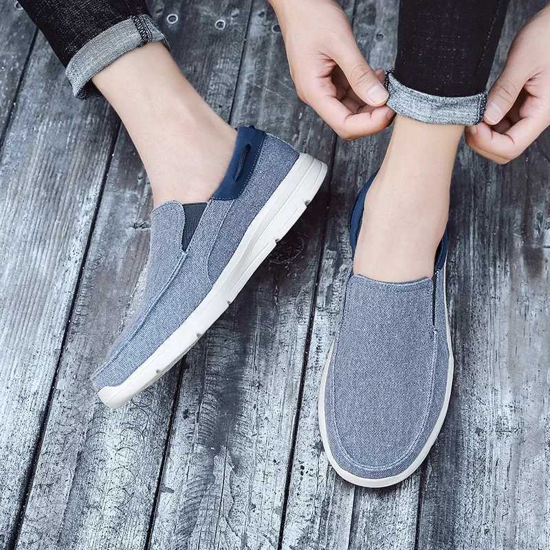 YRZL Mens Canvas Shoes Slip-Loafers Lightweight Sneakers for Walking Outdoor Comfortable Large Size N-Slip Male Shoes XJ250614
