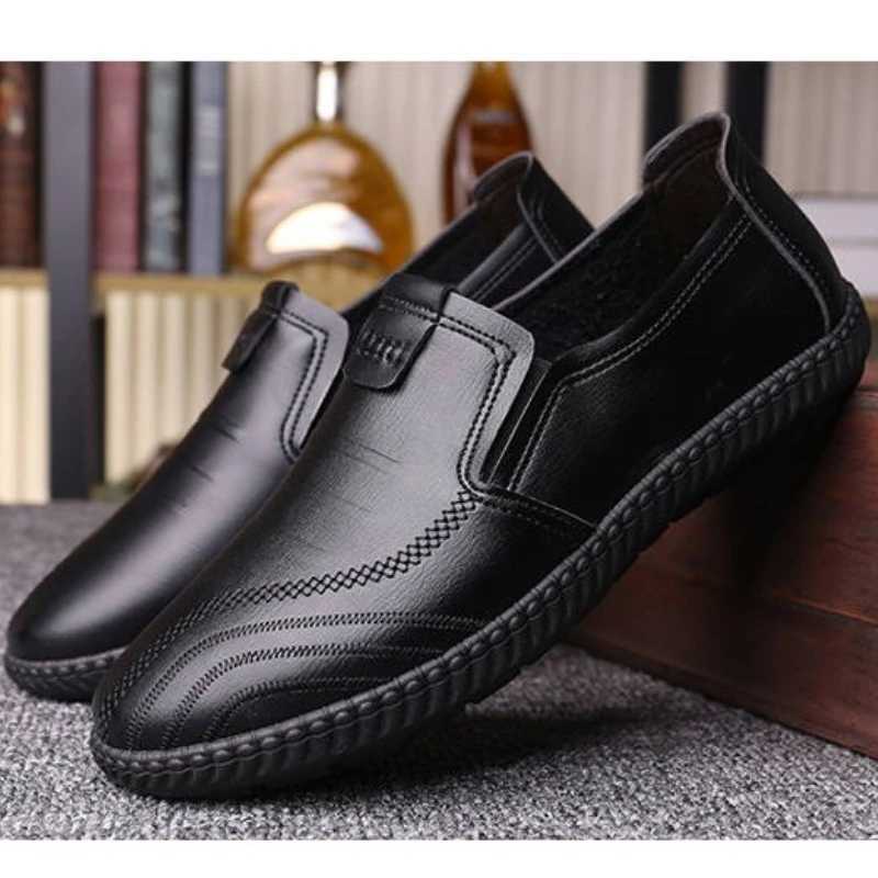 2024 Autumn Casual Mens Shoes Versatile Soft Leather Footwear Comfortable Loafers Male Breathable New Flat Shoes XJ250614