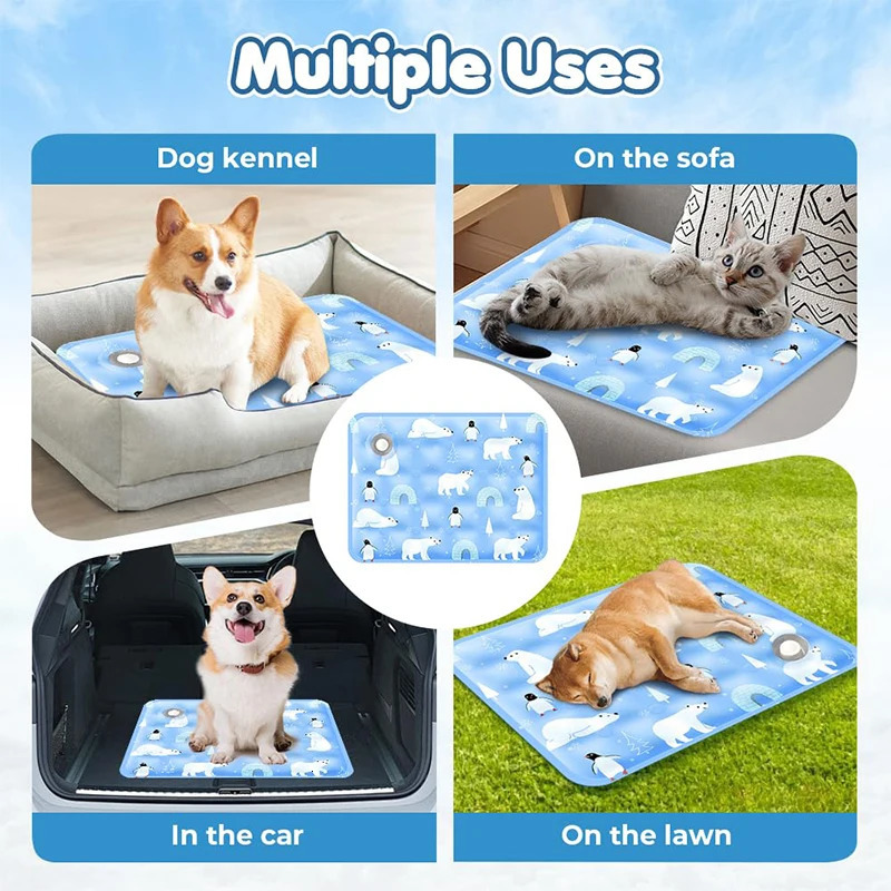 2025 Cat Cooling Mat Washable Portable Pet Cool Pad Summer Ice Cool Comfort Water Sensor Mats Suitable For All Of Pet 250614