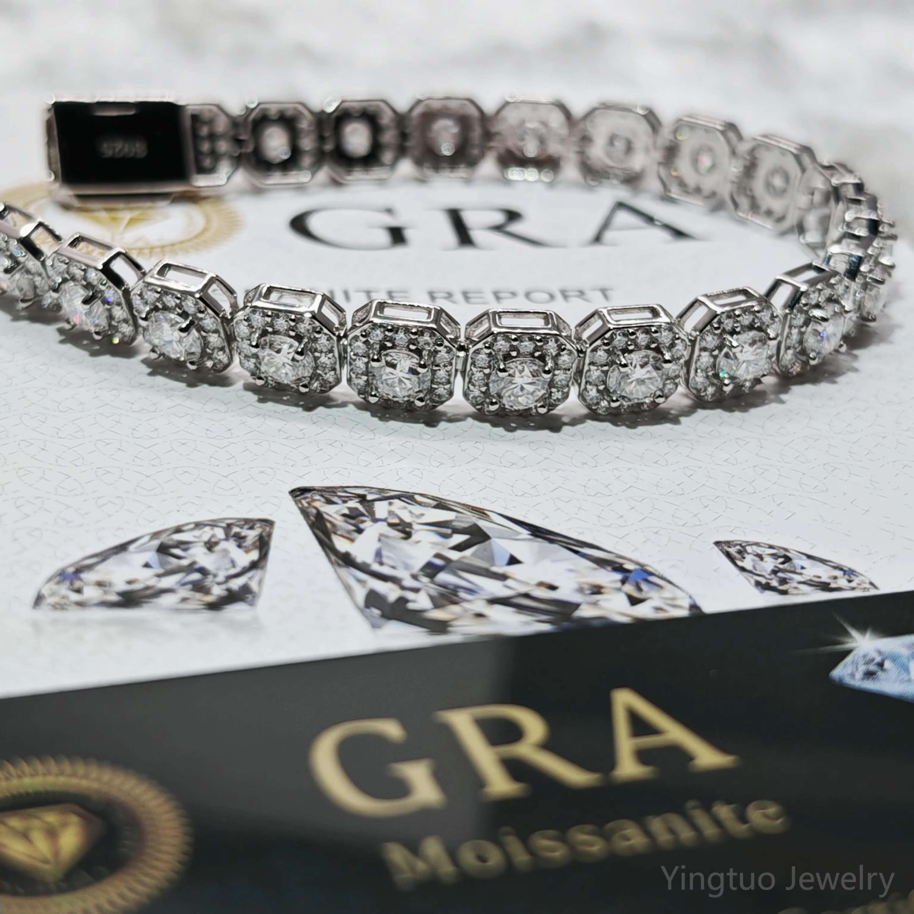 Wholesale Hip Hop 925 Sterling Silver VVS D Color Moissanite Diamond Jewelry Iced Out Tennis Chain Bracelet Necklace for Men