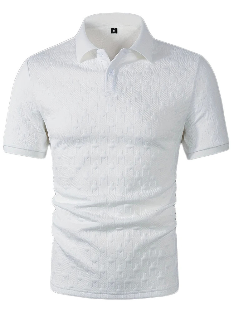 Fashion Mens Polo Shirts 2025 Spring Summer Daily Casual Textured Solid Color Polo Shirt For Men Vintage Short Sleeve Pullovers 250529