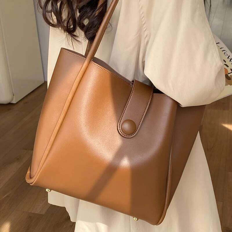 Soft Pu Leather Women Handbag And Purses Commuting Shoulder Bag For Female Big Totes 2023 New Casual Shopping Compound Bag Bolsa