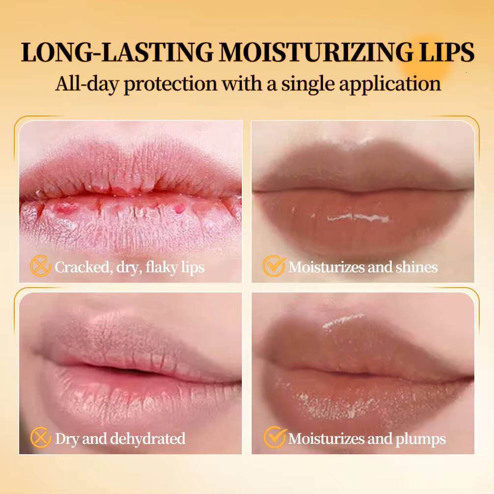 QIBEST Honey Lipstick Nourishing Moisturizing Tinted Plumping Balm Smooth Enhancing Natural Color Lip Care Makeup happy