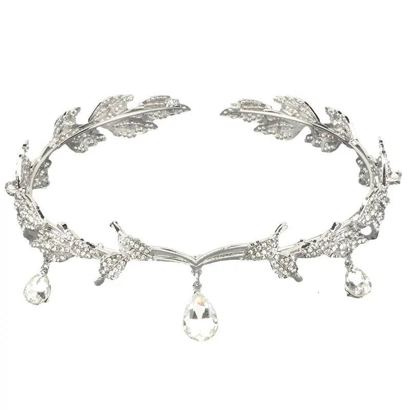 Vintage Fairy Crown Tiaras Crystal Leaves Elf Tiara Bandana Accessories for Women Costume Hair Jewelry