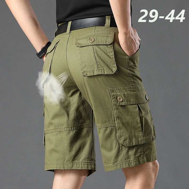 Summer Mens Cotton Cargo Shorts Men Fashion Multi Pockets Military Short Men Outdoor Army Casual Joggers Short Male Plus Size 44 W250614