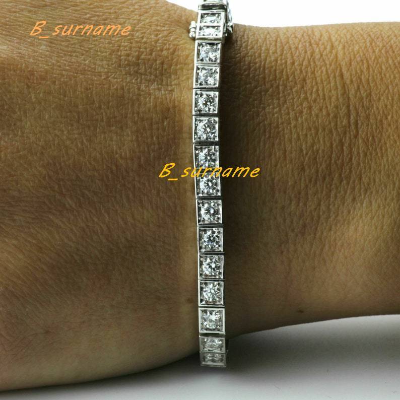 5.31 TCW Colorless Round Cut Moissanite Tennis Bracelet 925 Sterling Silver