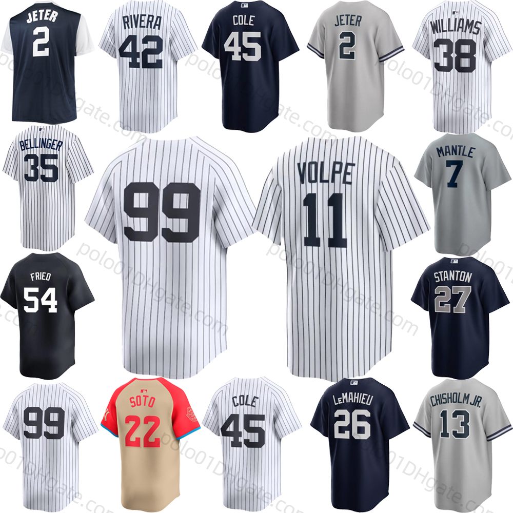 Custom #99 Aaron Judge Baseball Yankees Jerseys Juan Soto Rizzo Jeter Volpe Stanton new yorks Gleyber Torres Oswaldo Cabrera Gerrit Cole Alex Verdugo Ruth Jersey