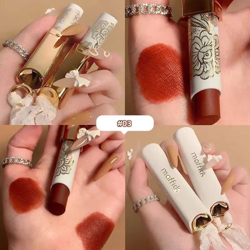 Lace Light Mist Matte Reddish Brown Velvet Long-Lasting Not Easy To Fade Lipstick Waterproof Makeup Retro Lip Gloss happy