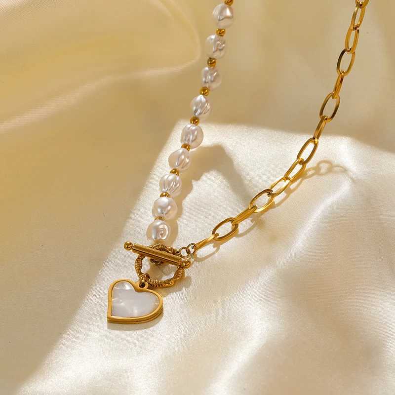 EILIECK 316L Stainless Steel Pearl Heart Pendant Necklace For Women 2023 New Trendy Temperament Simple Neck Chain Jewelry Gifts Z250614