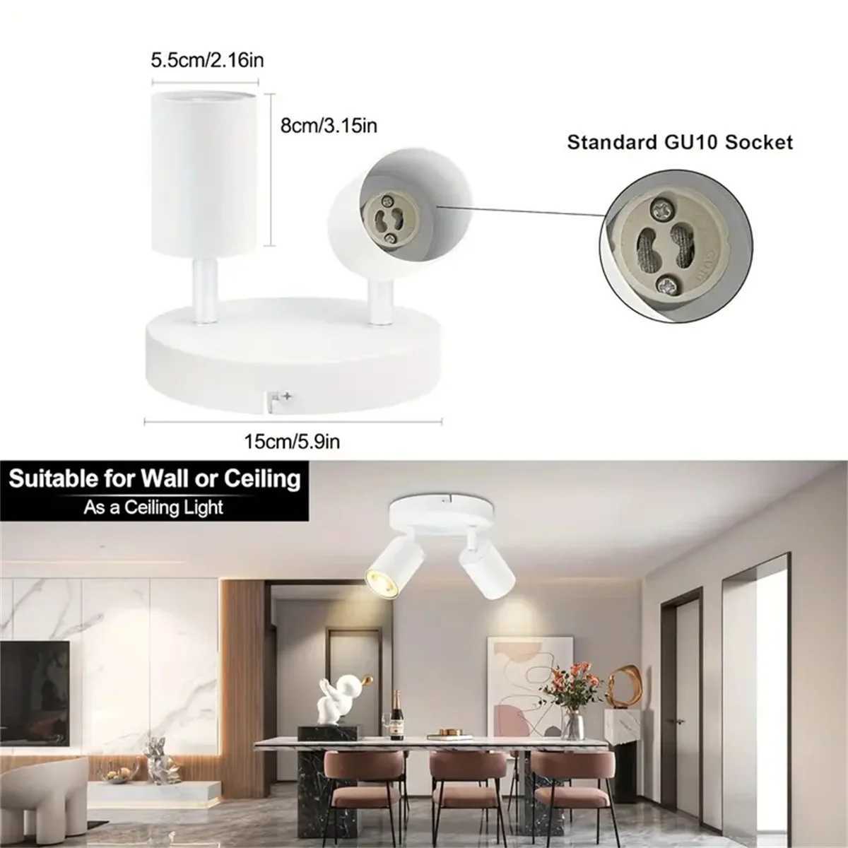 A LED ceiling light 2 bulbs ceiling spotlight LED rotatable GU10 ceiling spotlight ceiling spotlight black modern spotlight c XJ2500613