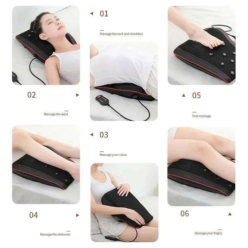 Electric Shiatsu Head Neck Cervical Ttraction Body Massager Car Back Pillow With Heating Vibrating Massage Device Health Care