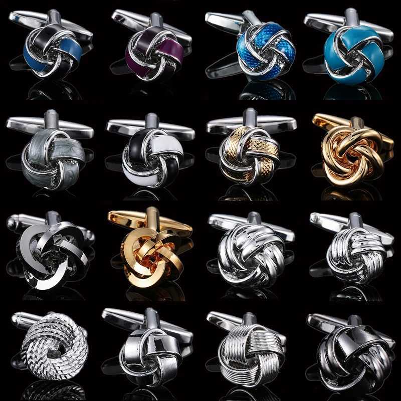 High quality classic twist Cufflinks Golden Silvery Blue Purple black knot button mens Business wedding accessories jewelry XJ250614