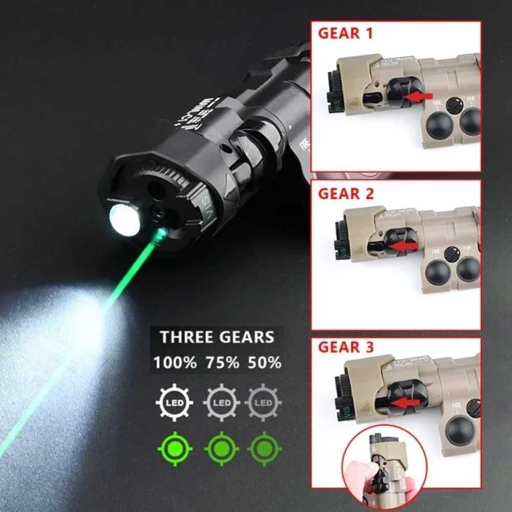 Tactical MAWL-C1 Flashlight Red Green Laser Sight White Strobe Outdoor Hunting Weapon Scout Light Fit 20mm Rail XJ250613