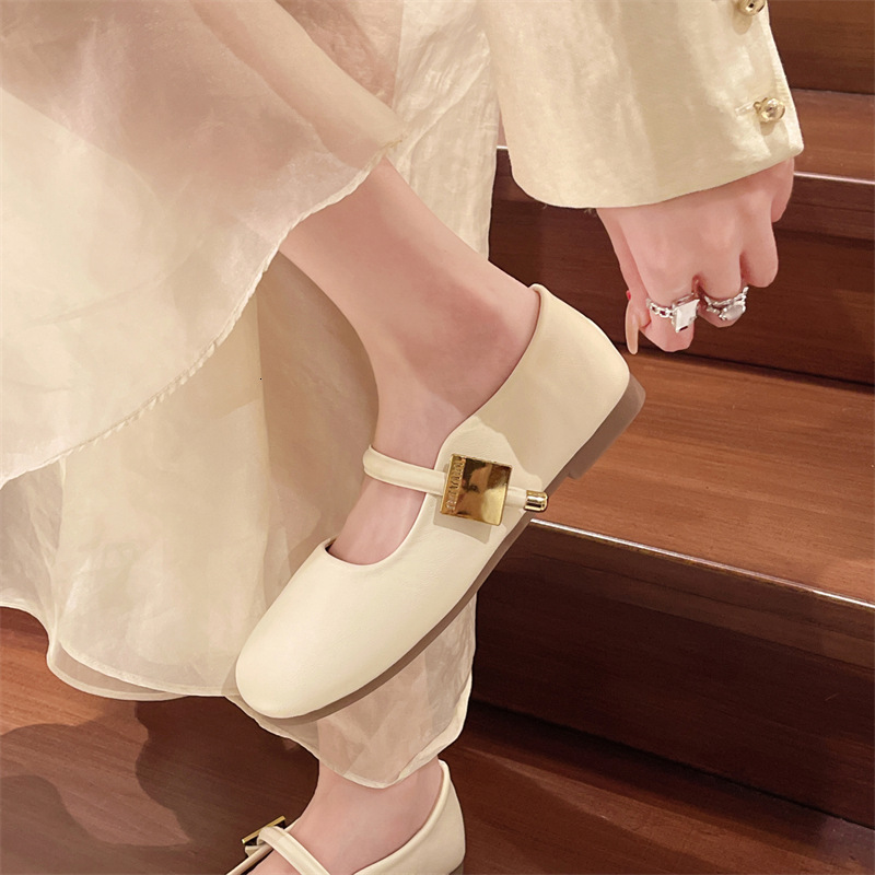 Ddmysports Mary Jane For Women Flat Single Spring And Autumn New Shallow Mouth Granny Shoes Gentle Style Matches With Skirts Small Leather Outdoor Sho