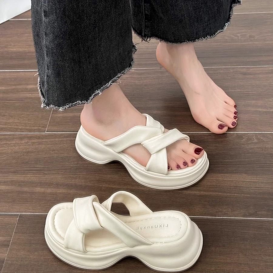 Ddmyoutdoor Thick Soled Summer Sandals For Women Fashionable Outdoor Wear New Style High End Niche Beach Casual One Strap Slippers Outdoor Shoes