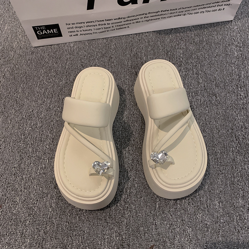 Ddmysports Women S Summer New Thick Soled Height Increasing Toe Post For Outdoor Wear Fashionable Beach Slip On Sandals To Match Dresses Outdoor Shoes