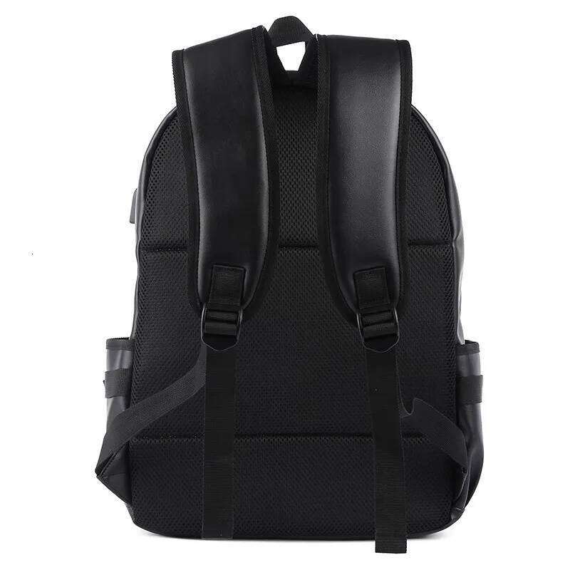 2023 Fashion Leather Men Backpack Waterproof Fit 14 Inch Laptop Backpacks With USB For Teenager Travel Bags Sport Male Mochila
