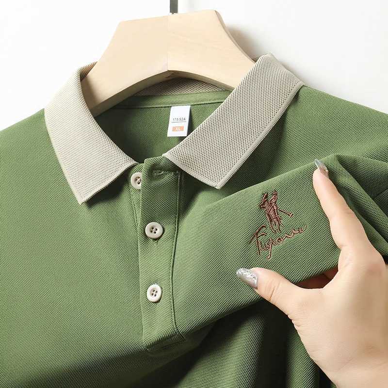 Mens summer new lapel mens short sleeve polo shirt Embroidery solid color business casual mens polo shirt GP 221 Z250613