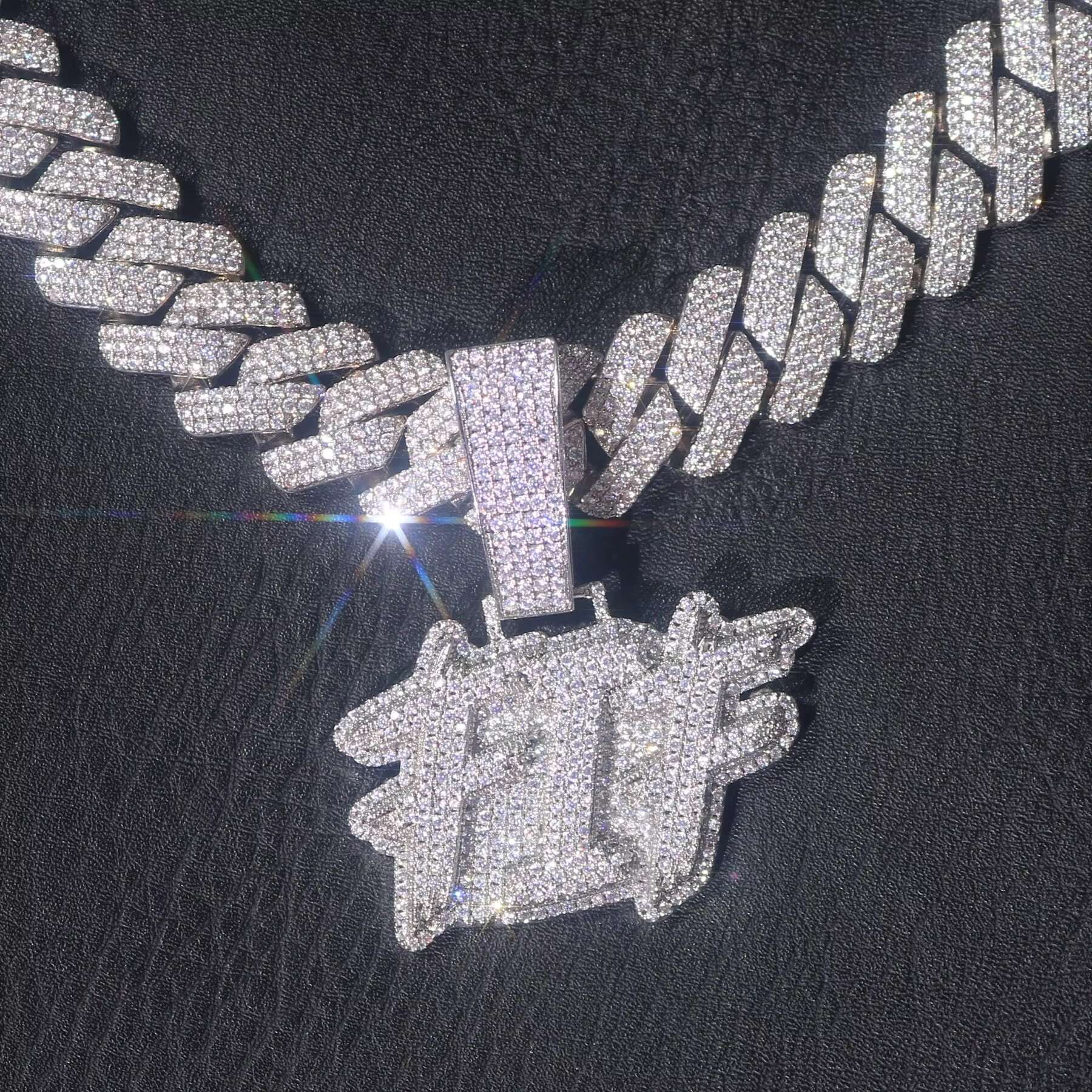 Mens High Quality S925 Rapper Pendant Hip Hop Necklace 2.5 Inches Iced Out Moissanite Diamond Shiny Letter Pendant Jewelry