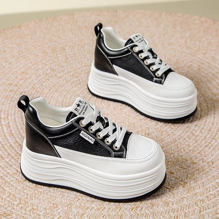 Ddmysports White For Women Versatile Spring New Lightweight Platform Thick Sole S Shoes Thin Height Increasing Sneakers Outdoor Shoes