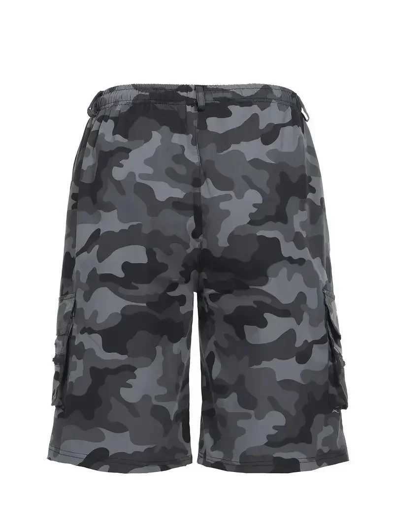 Cat Silhouette Cargo Shorts - Tear-Resistant Fabric with Gusseted Crotch Double-Layered Pocket ConstructionW250614