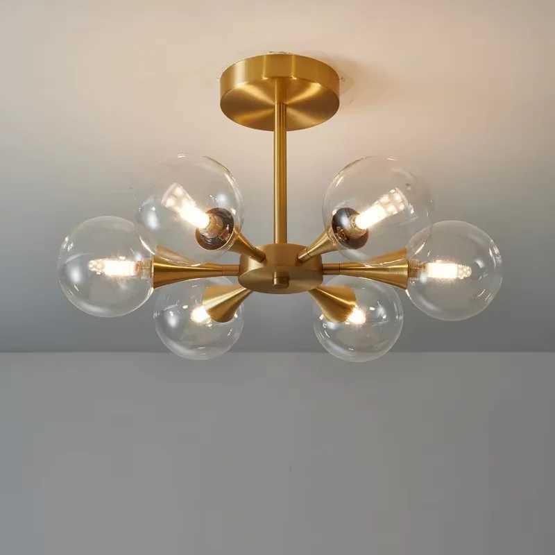 Nordic smoke gray glass ball Ceiling lamp Modern Minimalist black gold hanging lamp Living Dining Room Bedroom LED Light FixtureXJ2500613