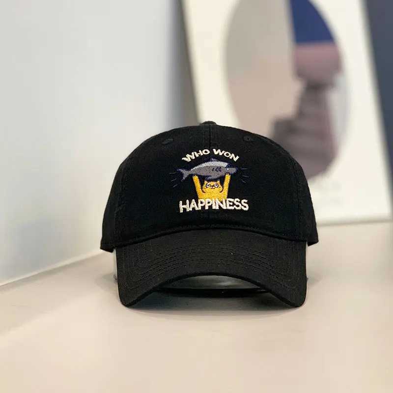 Baseball Cap Women Men Cat Fish Embroidery Snapback Hats For Women Dad Hat Female Couple Sunshade Outdoor Street Soft Top New W250614