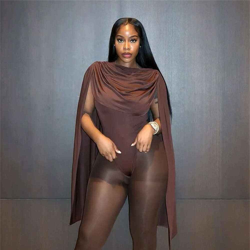 Summer Sexy Hot Girl Large Tie Shawl Long Satin Slim Fit Jumpsuit For Women B5